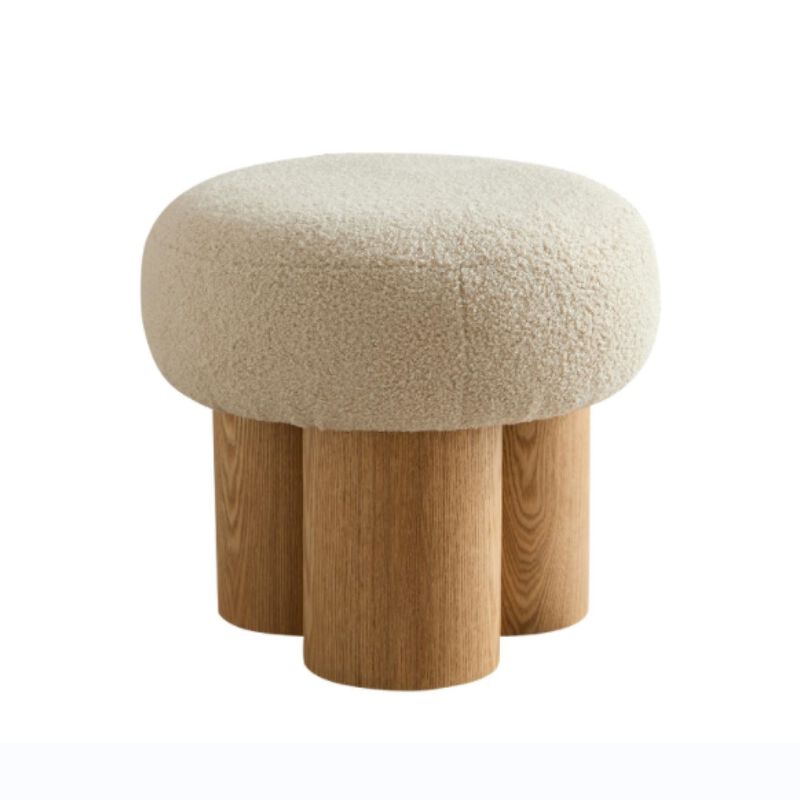 GOODSILO Versatile Mushroom Stool with Plush Wool Seat - Compact Multi-Functional Footrest and Accent Furniture Piece image number 0