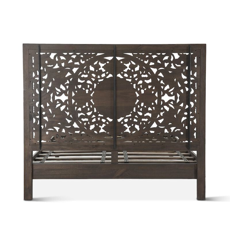 World Interiors Haveli Vintage Brown Mango Wood King Bed