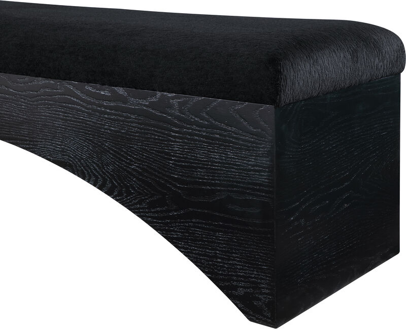 Meridian Furniture Lawson Black Velour Fur Fabric Bench