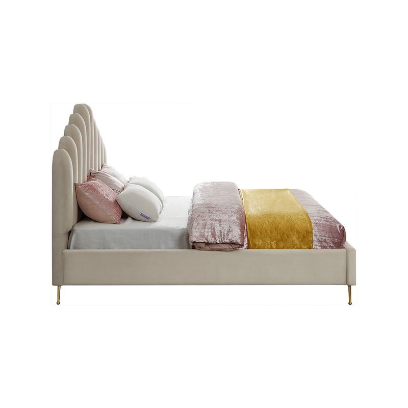 Meridian Furniture Lily Cream Velvet King Bed