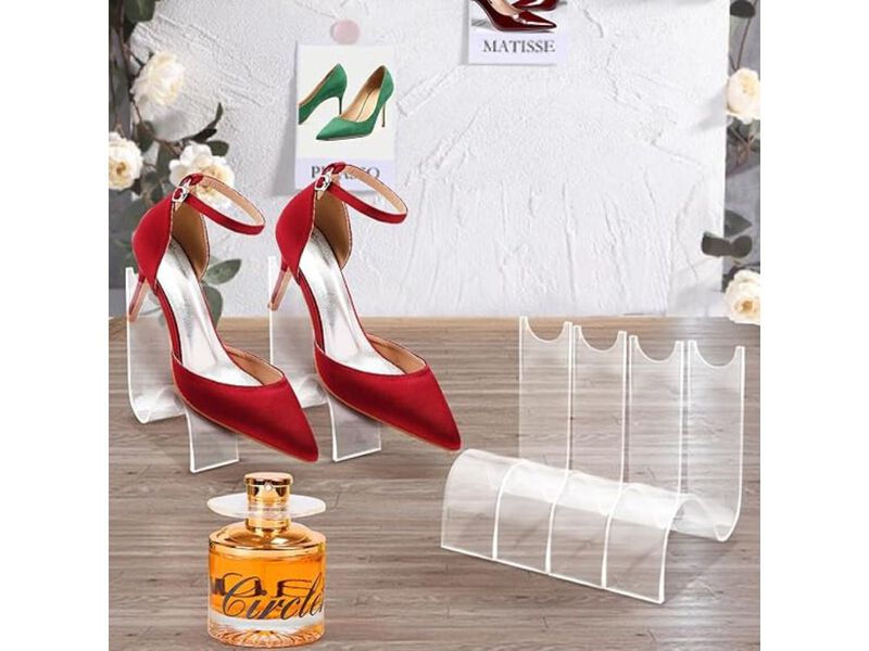 Shoe Display Stand Clear 6 Piece Acrylic Rack Holder Retail image number 1