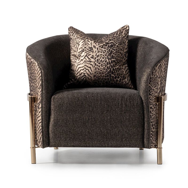 Michael Amini Lisbon Accent Chair - Onyx/Gold