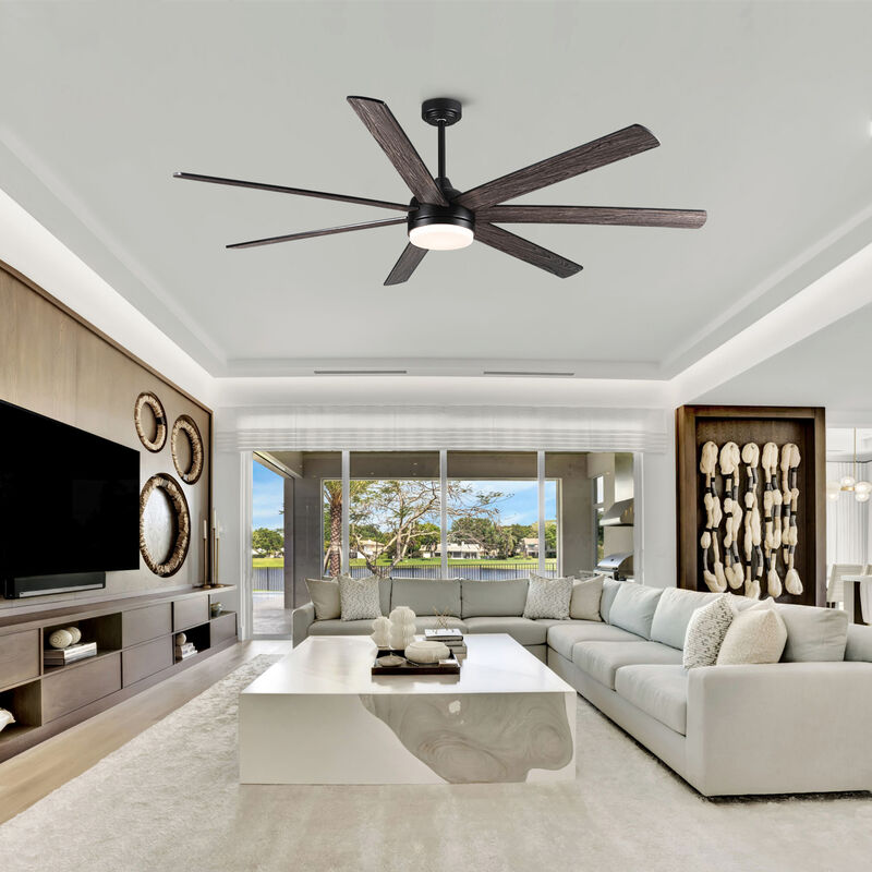 ELEMENT ACE 72 Inch Large Farmhouse Ceiling Fan with Reversible Plywood Blades, Adjustable Wind Speeds, Dimmable LED Light Ideal for Dining Room, Living Room and Bedroom Spaces image number 5