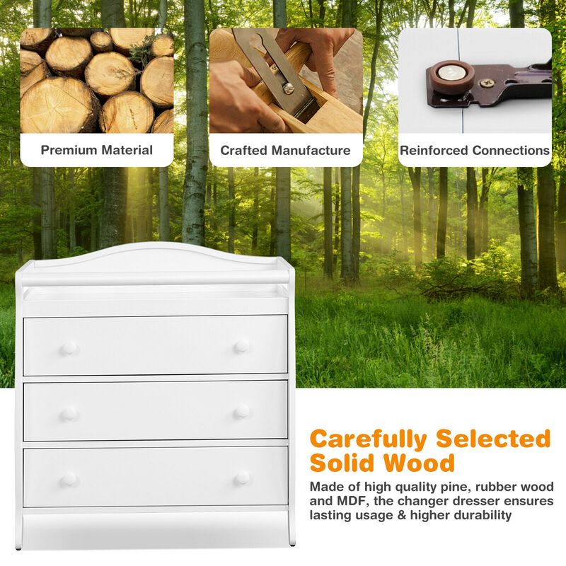 Baby Changing Table Infant Diaper with 3 Drawers and Safety Belt