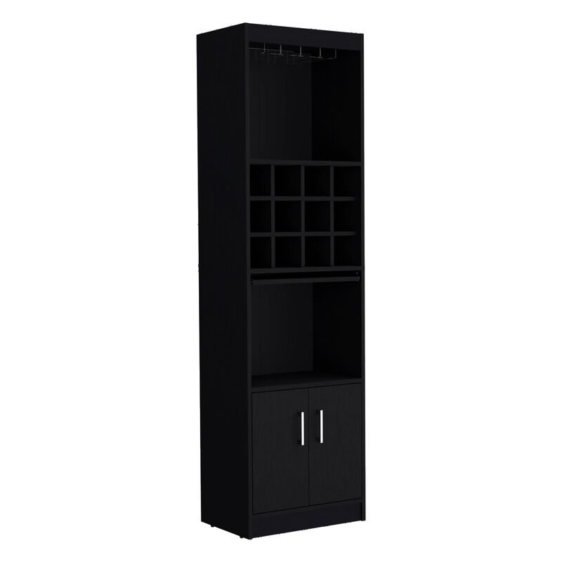 Pisek Bar Cabinet 5-Tier, Wine Cabinet, Liquor Cabinet, 12 Bottle Cubbies, 5 Shelves, White, Living Room