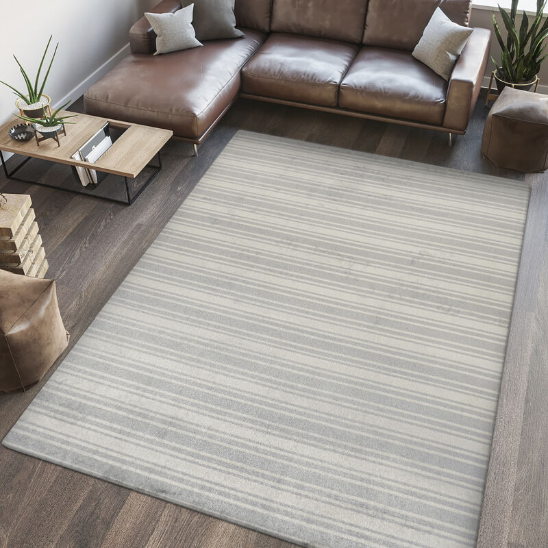 Fawning Two-Tone Striped Classic Low-Pile Machine-Washable Area Rug