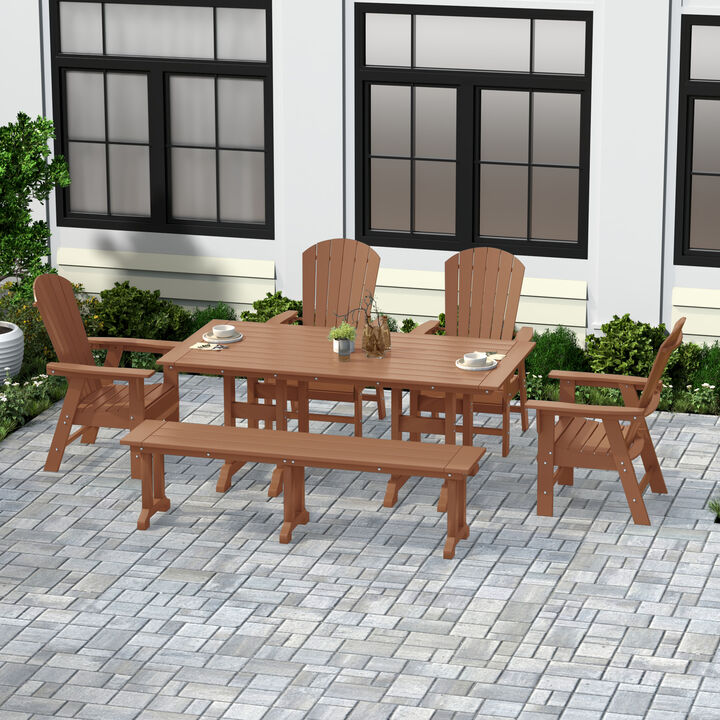 WestinTrends 6 Piece Outdoor Patio Dining Table and Armchair Dining Bench Set
