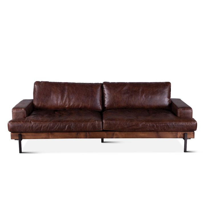 World Interiors Chiavari Leather Sofa in Geisha Brown
