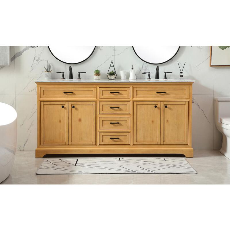Elegant Kitchen and Bath 72 inch double bathroom vanity in natural wood