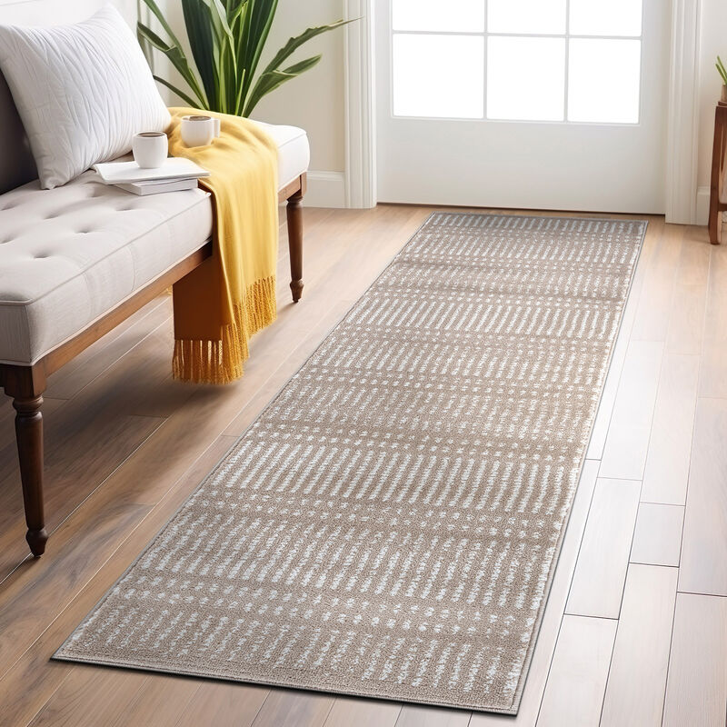 World Rug Gallery Contemporary Minimalistic Stripe LInes Area Rug:  Abstract Pattern,  Low Pile,  Stain-Resistant image number 1