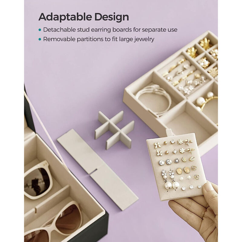2-Layer Jewelry Box with Handle for Stylish and Portable Storage image number 4