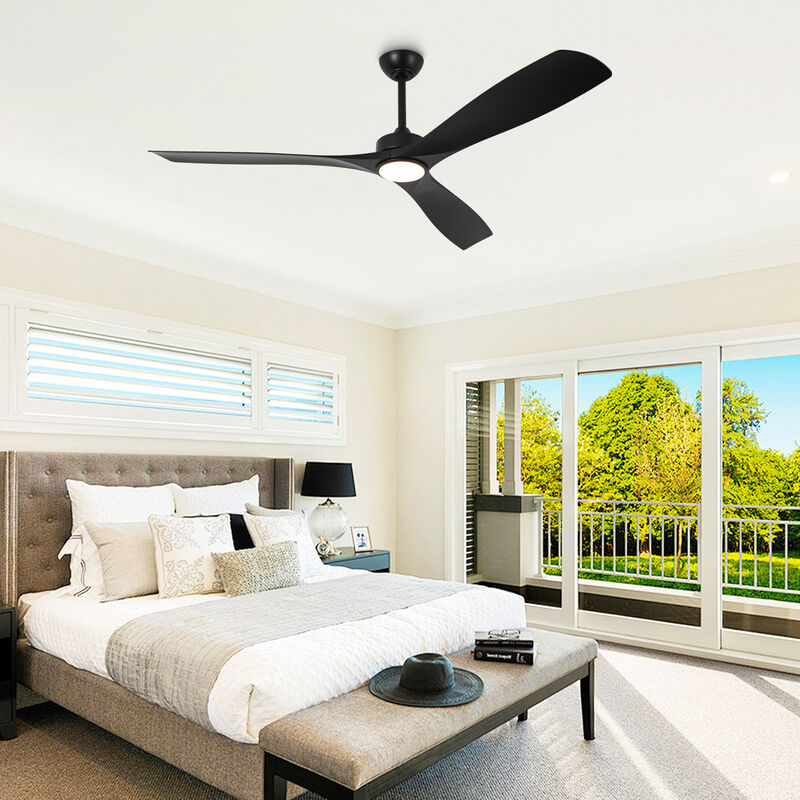 60" Large Modern Ceiling Fan with Dimmable LED Lights, DC Motor, 6 Speeds, Remote Control