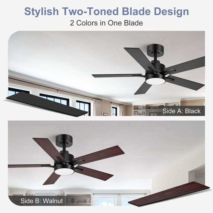 Breezary 42" LED Ceiling Fan with Light , Modern Indoor Fan, 5 Blade, Remote Control, 6 Speed