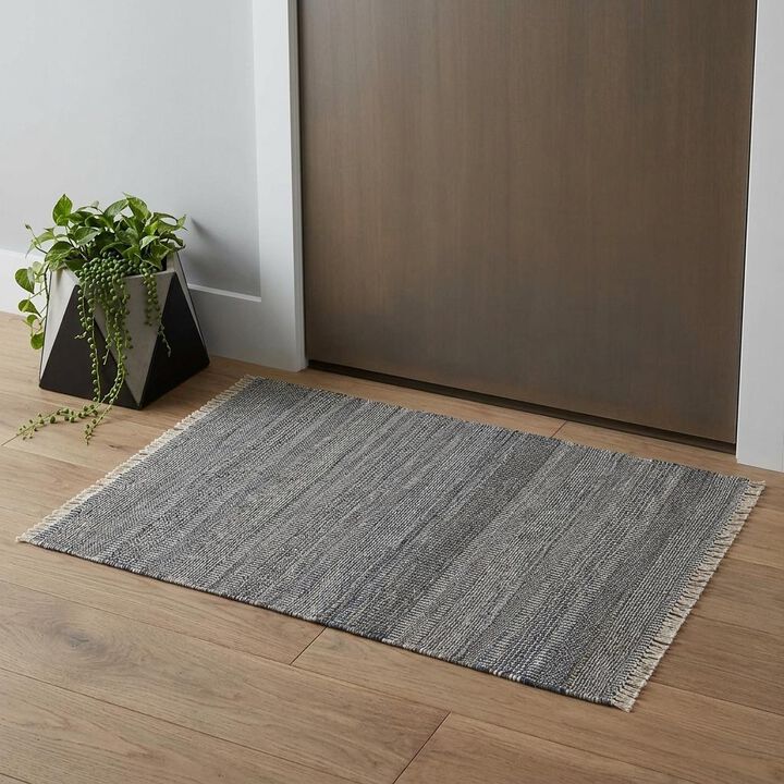 HomeRoots 2' X 3' Silver And Brown Wool Striped Hand Knotted Area Rug