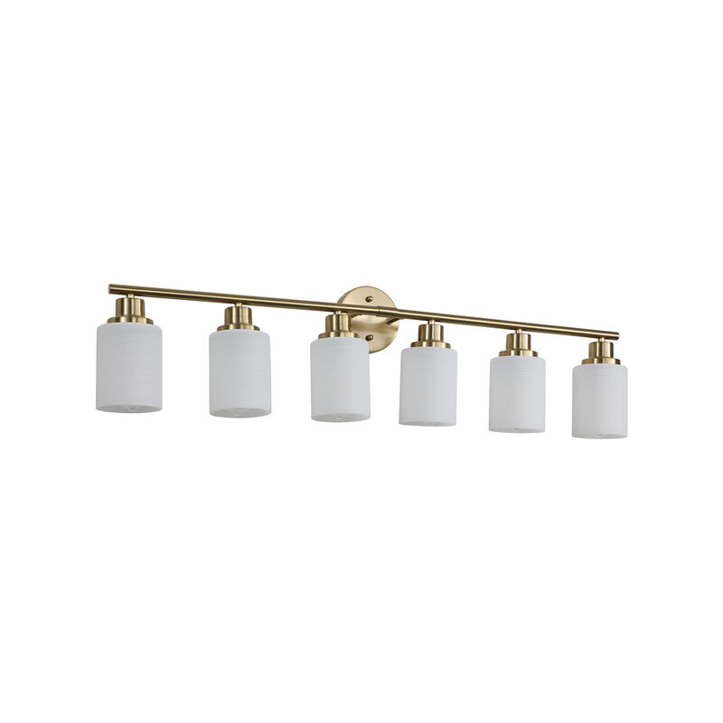 ELEMENT ACE 39 Inch 6-Light Wall Mounted Vanity Lighting Fixture with Frosted Glass Shades for Bathroom Dressing Room Hallway Indoor Decorative Illumination image number 0