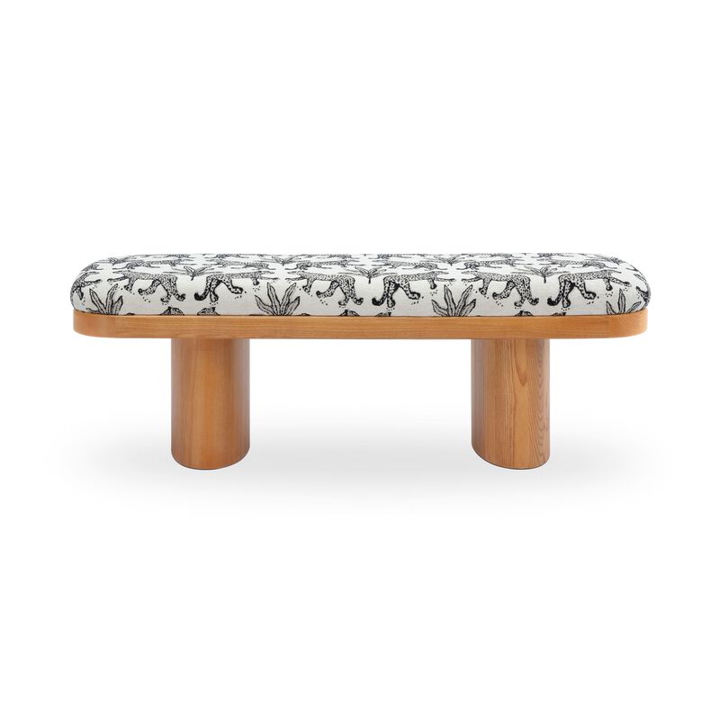Ollie 48" Neutral Floral Jacquard Bench image number 0