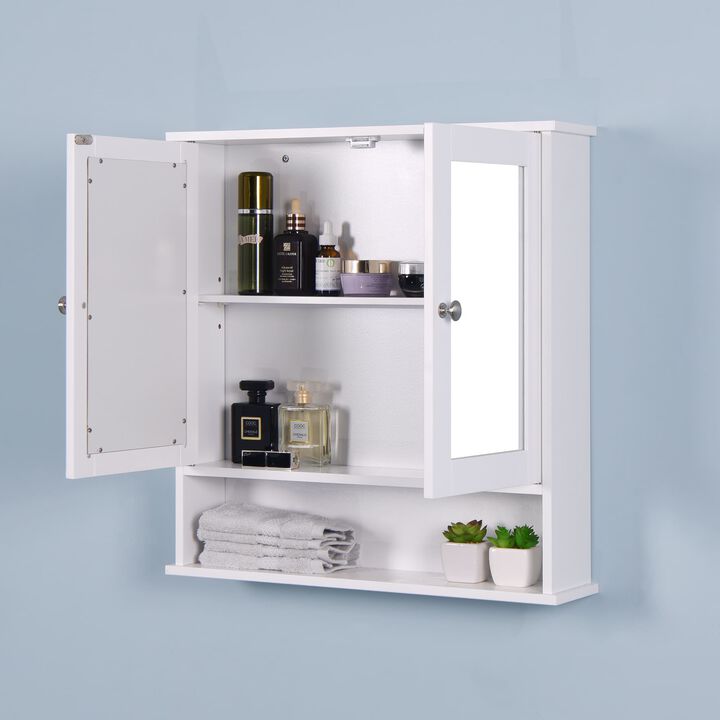 Hivvago Wall Mounted Bathroom Cabinet with 2 Mirror Doors and Adjustable Shelf