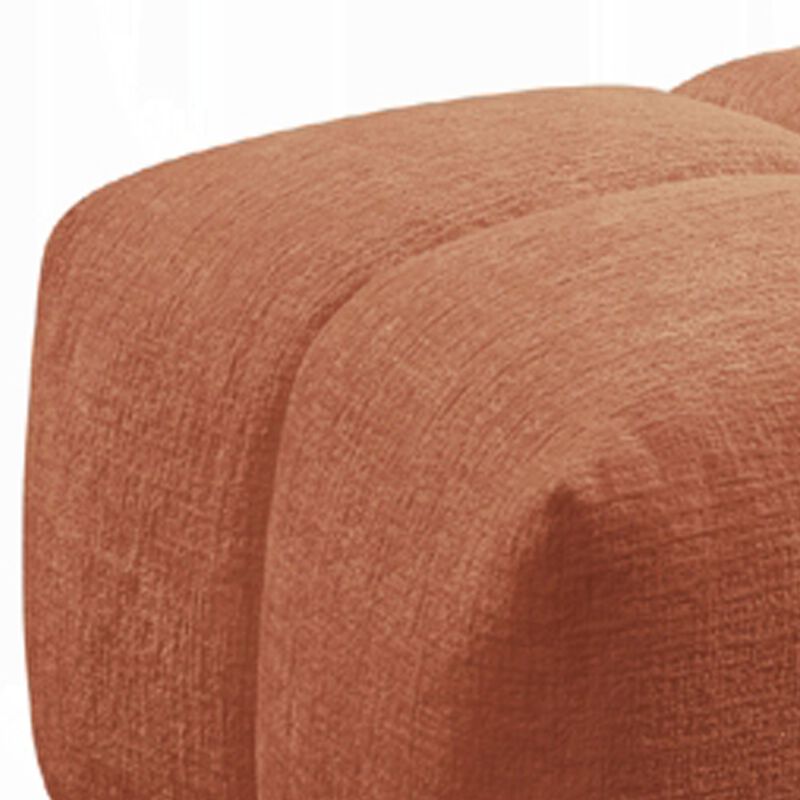 Leya Modular Ottoman, Tufted Coral Red Linen, 43 Inch Rectangular Seat image number 3