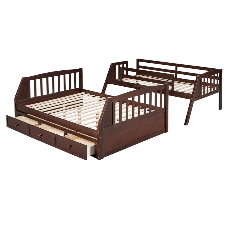 Whisen 77.4"x42.4" Twin Over Twin Bunk Bed, Solid Wood with Ladder for Kids Bedroom image number 8