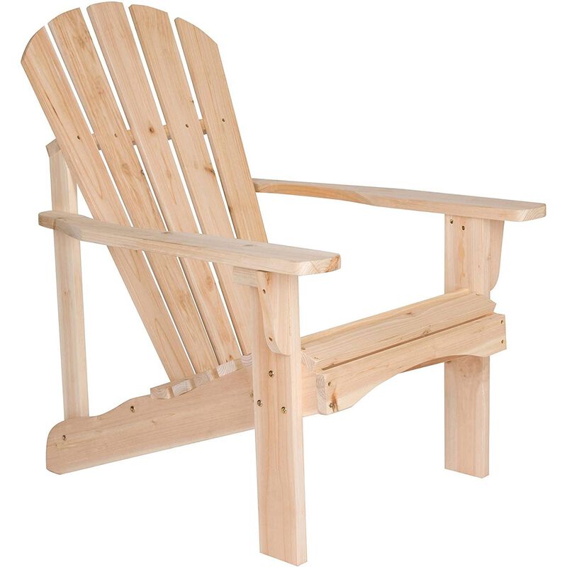 QuikFurn Ergonomic Natural Cedar Wood Adirondack Chair image number 1