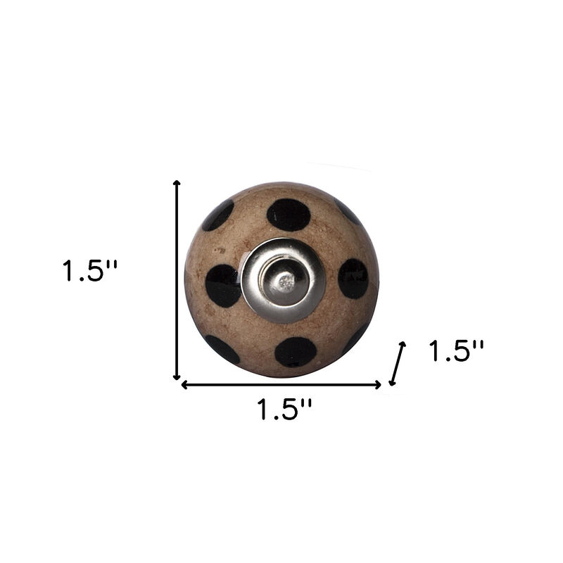 HomeRoots Set of Eight Brown And Black Ceramic And Metal Drawer Pull Knobs image number 4