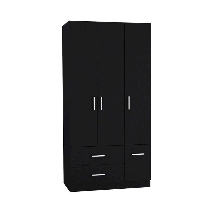 Tuhome Sebree Four Door Armoire Black MDF