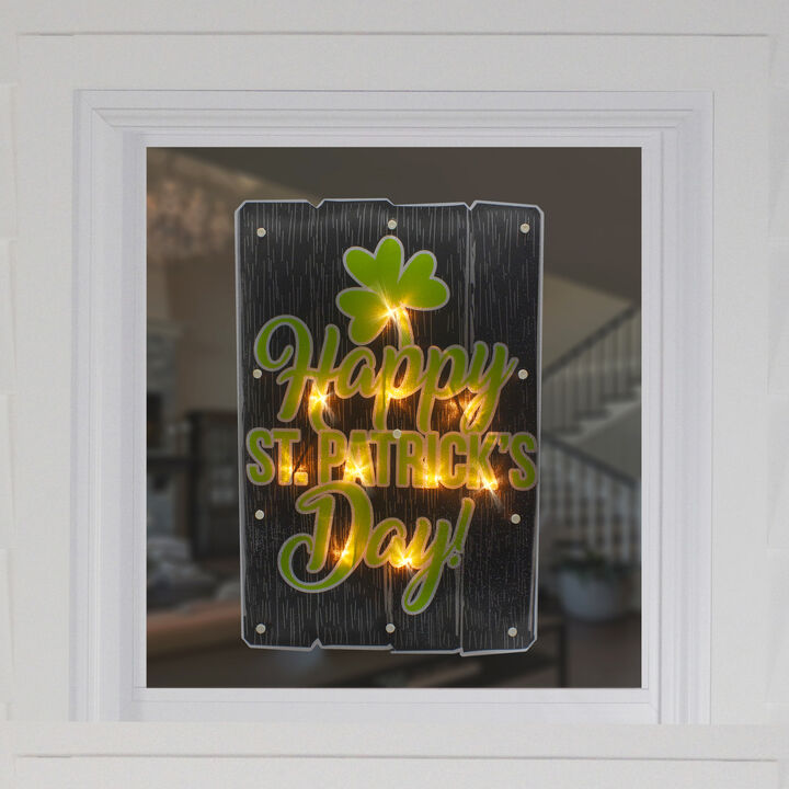17" Lighted Happy St.Patrick's Day Window Silhouette Decoration