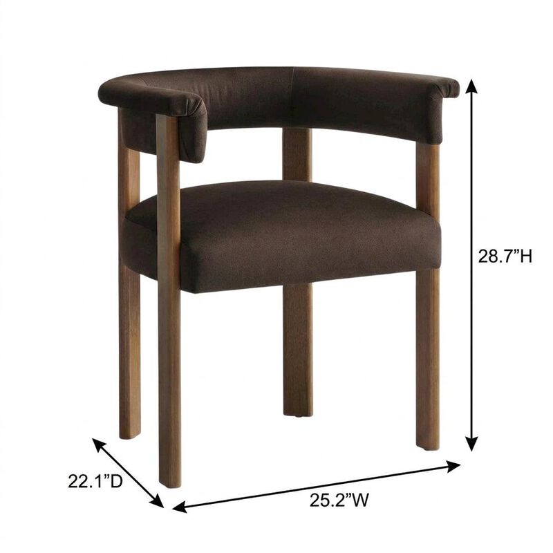 Performance Velvet Barrel Dining Chairs, Chocolate Brown Deep Brown, Set of 2 image number 2
