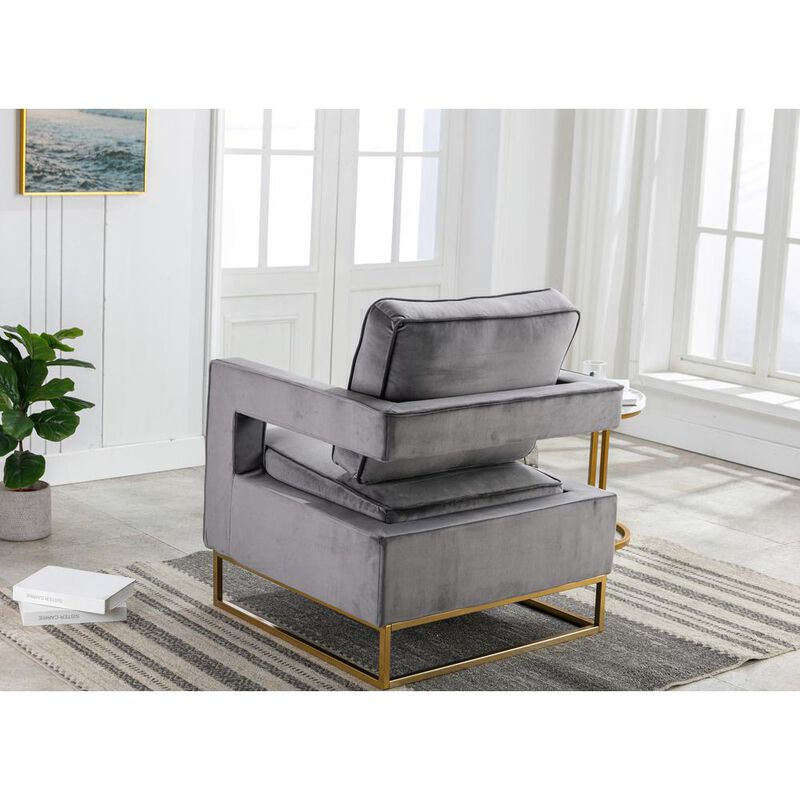 Carolina Chair & Table Adadon Velvet Upholstered Armchair - Gray