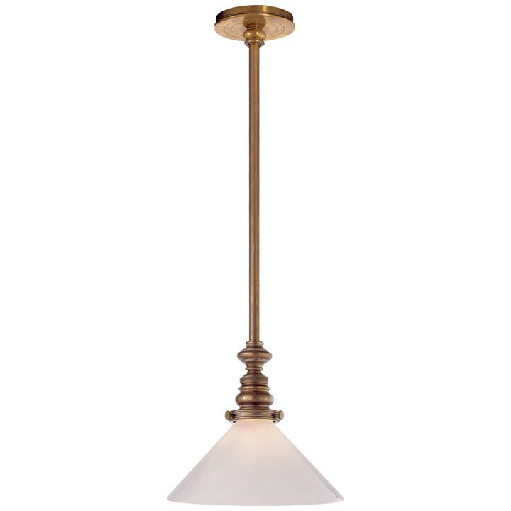 Boston Pendant in Antique Brass with White Glass Shade