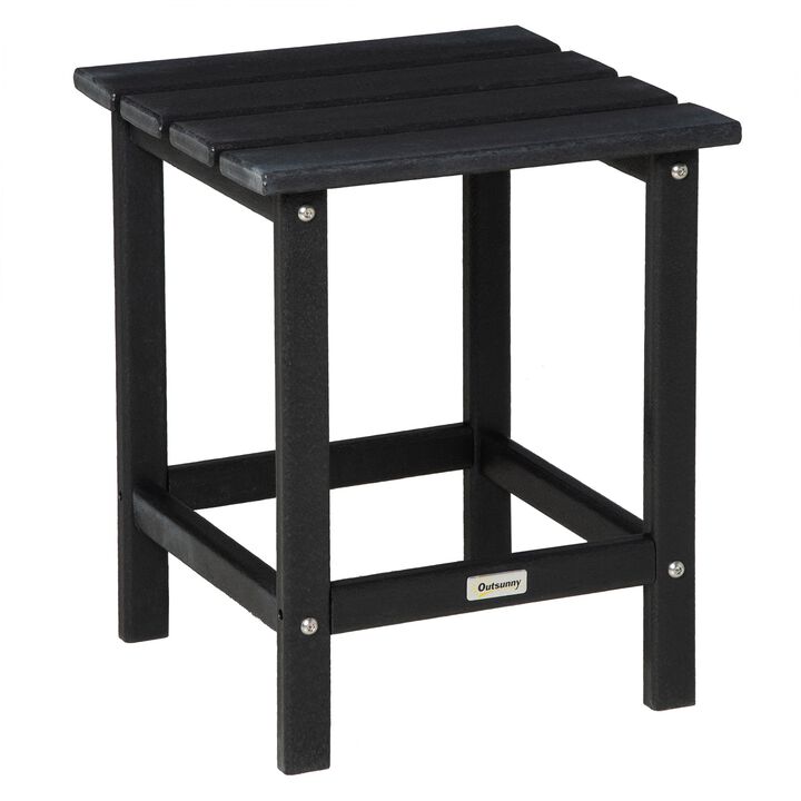 Patio Side Table, 18" Square Outdoor End Table, HDPE Plastic Tea Table for Adirondack Chair, Backyard or Lawn, Black