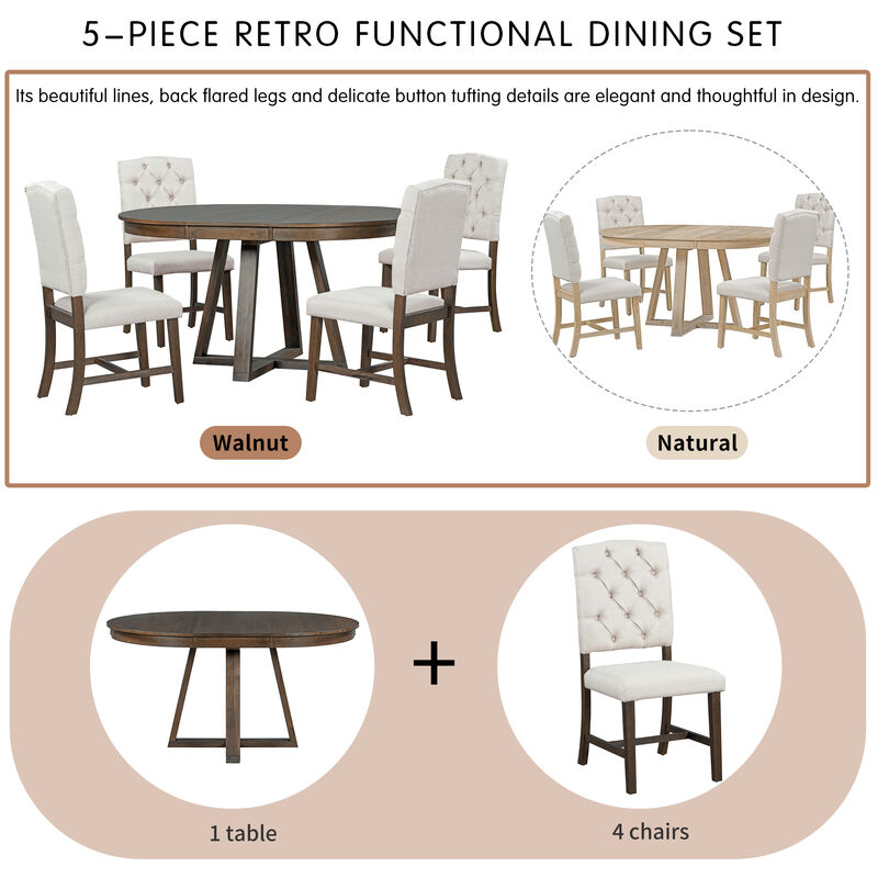 Merax 5-Piece Retro Functional Dining Set