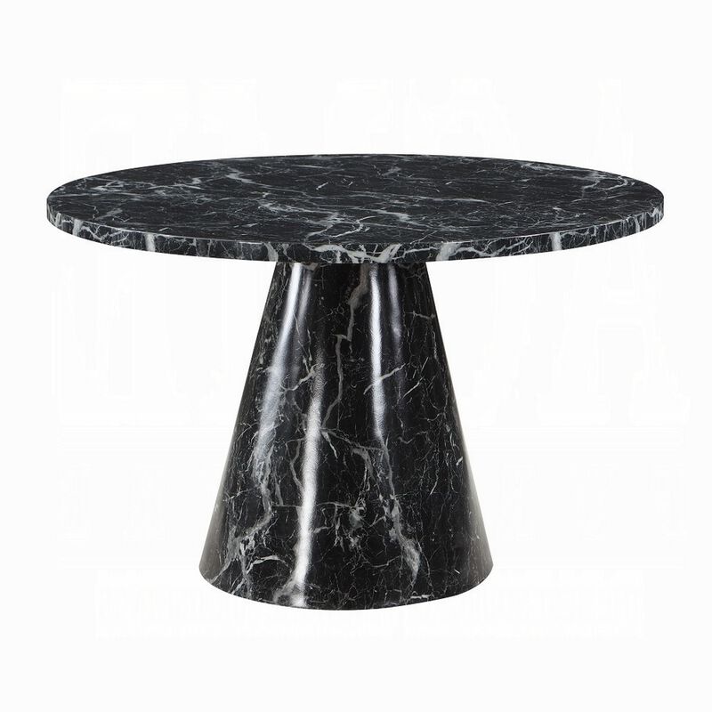 Olivia Dining Table, Pedestal Base, 48 Inch Round Black Faux Stone Top image number 1