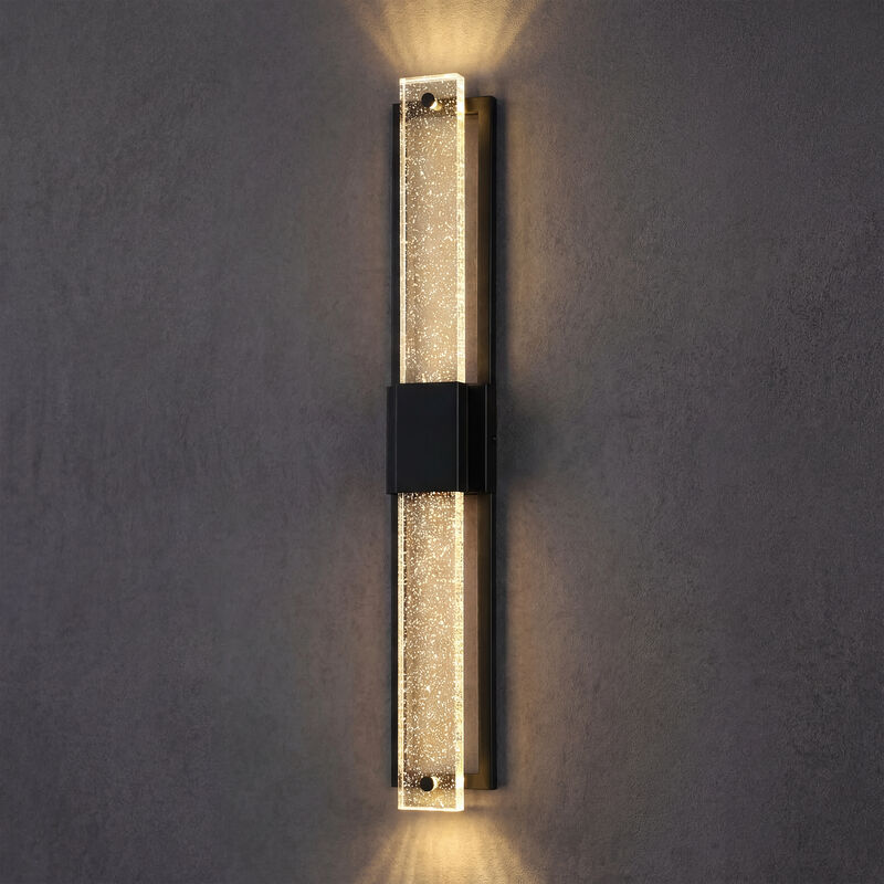 31.57" Modern 2-Light LED Outdoor Wall Light with Bubble Crystal image number 5
