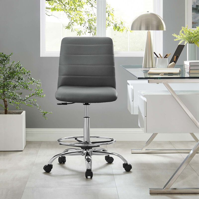 Modway Furniture - Ripple Armless Vegan Leather Drafting Chair image number 8