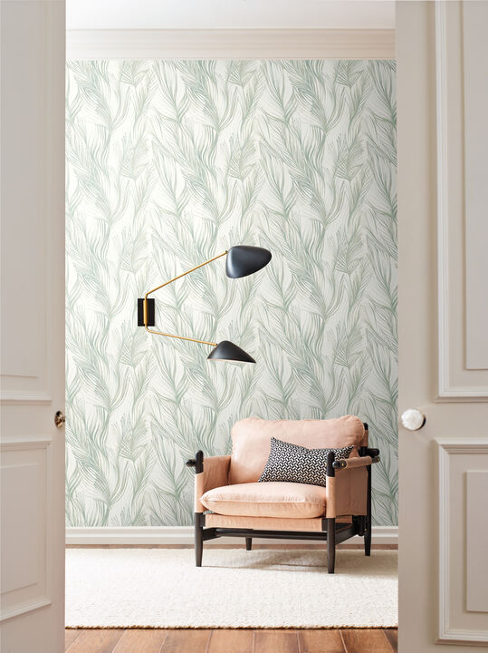 Peaceful Plume Light Blue Wallpaper
