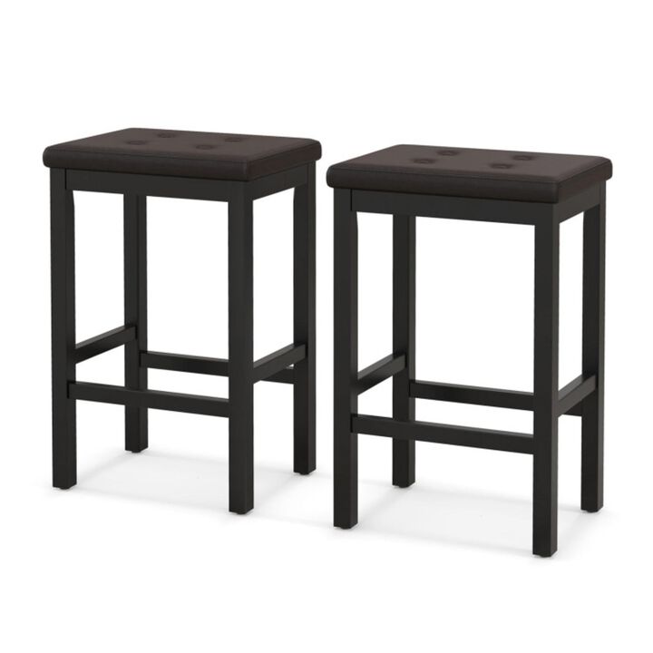 Hivvago 24" Bar Stools with Padded Seat Footrest and Rubber Wood Frame