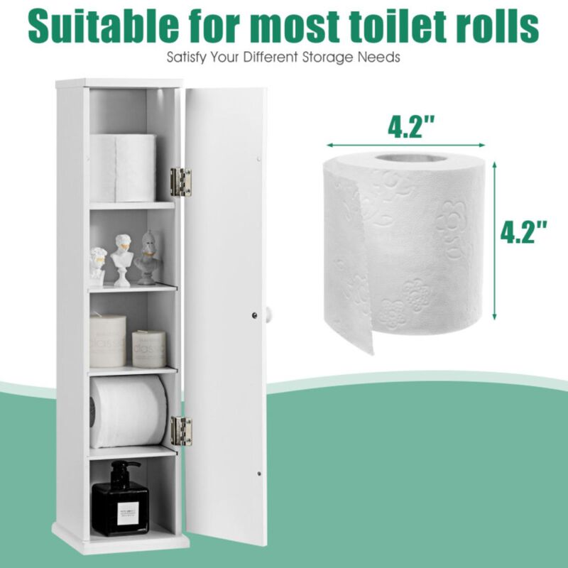 Hivvago Free Standing Toilet Paper Holder with 4 Shelves and Top Slot for Bathroom