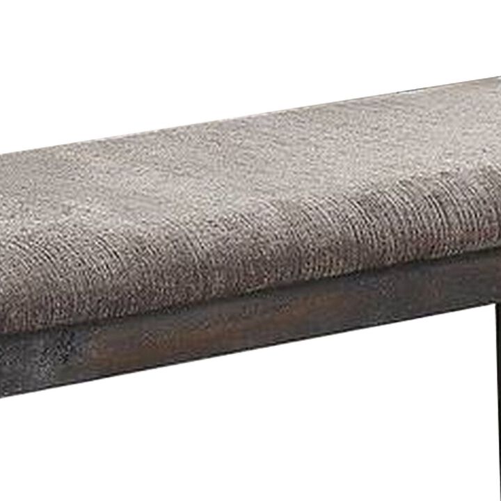 Dining Bench with Padded Seat and Straight Legs, Dark Brown-Benzara