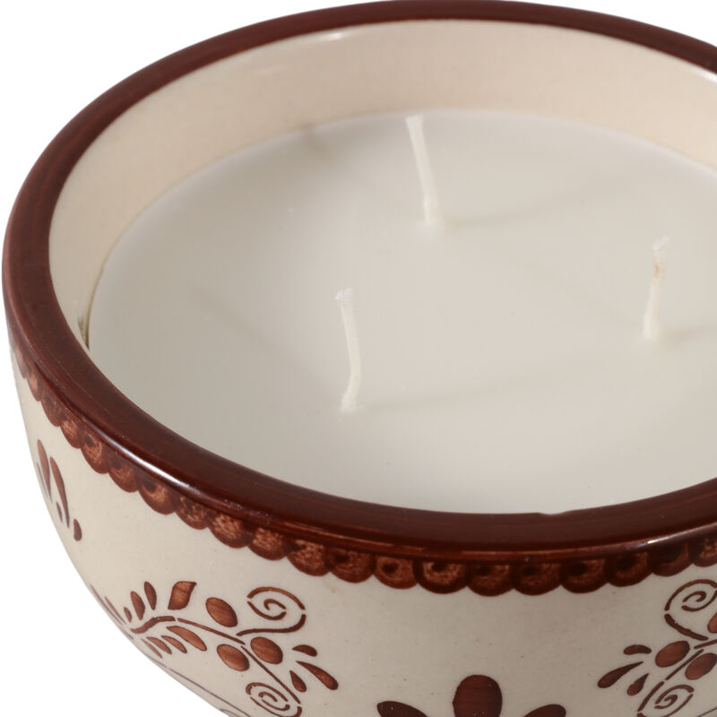 6" 10 Oz Coffee Hand Painted Candle, Brown/ White image number 5