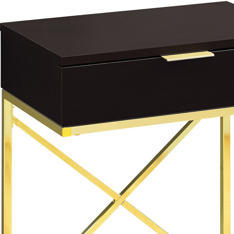 Mixed Material End Table &ndash; Metal Frame with Wood Drawer for Storage and Style