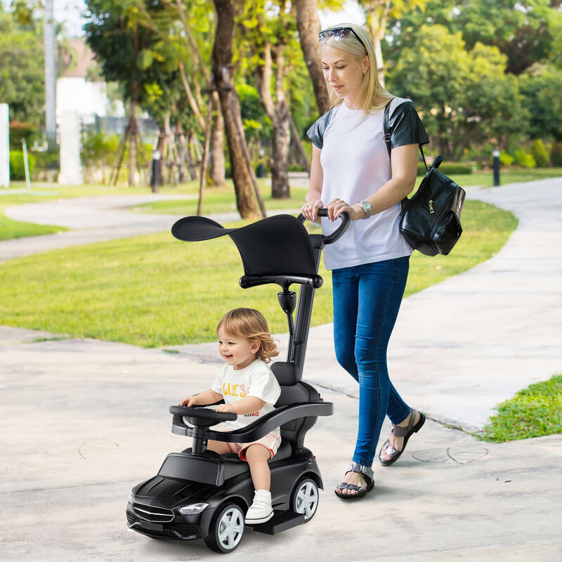 3 in 1 Toddler Ride On Push Car with Canopy Sliding Function and Stroller image number 1