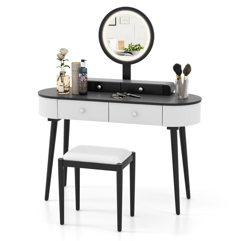 Makeup Vanity Table Set with LED Mirror and 3 Spacious Drawers