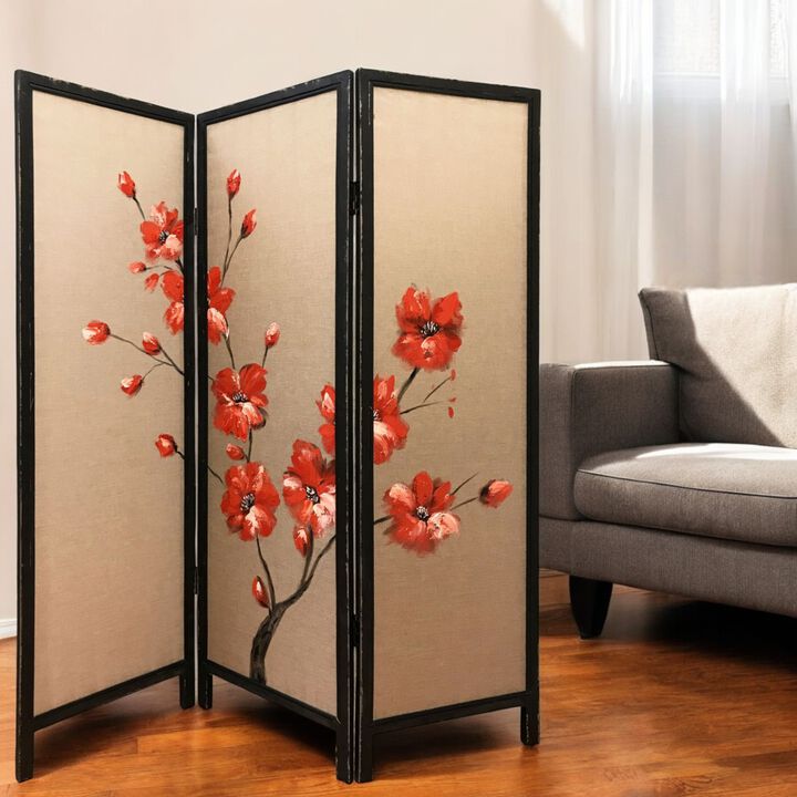 Fabric Folding Three-Panel Screen Room Divider for Privacy and Stylish Interiors