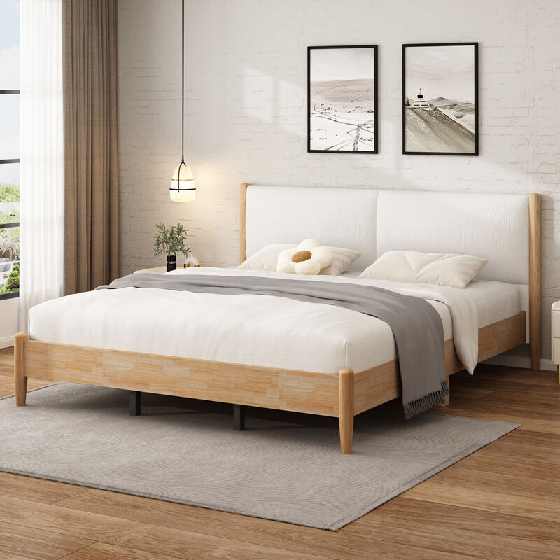 Christopher Knight Home Lennon Contemporary Rubberwood Bed with Upholstered Headboard
