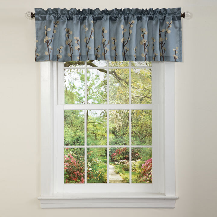 Cocoa Flower Valance Blue/Brown Single 18x84