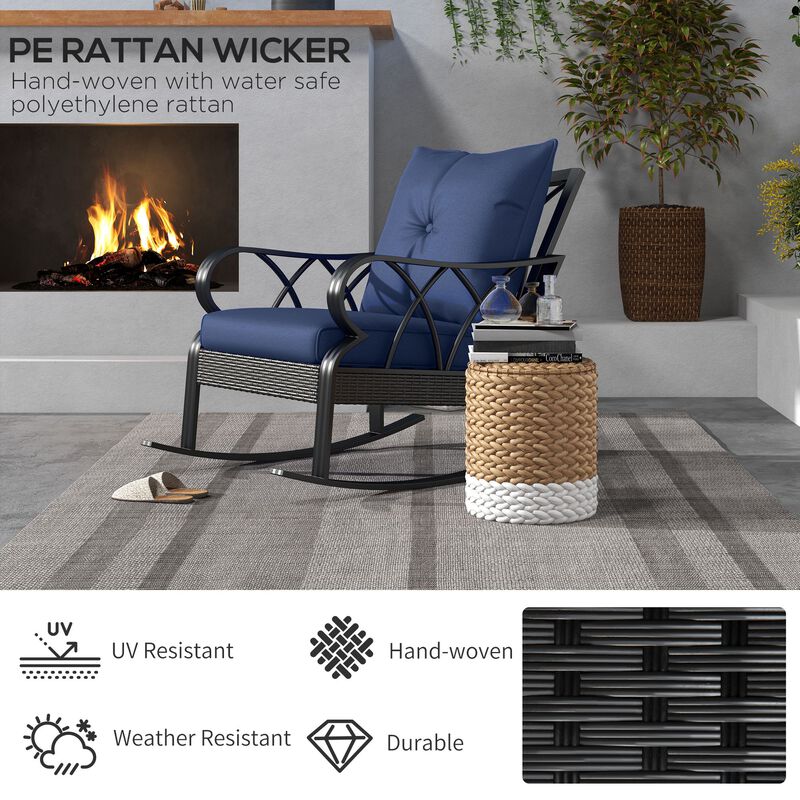 Hivvago Aluminum Frame Wicker Rocking Chair with Cushions image number 3
