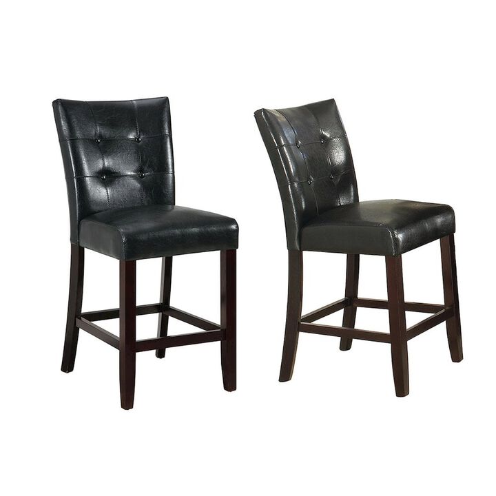 Simple Relax Leather Upholstered High Dining Chair, Black(Set of 2)