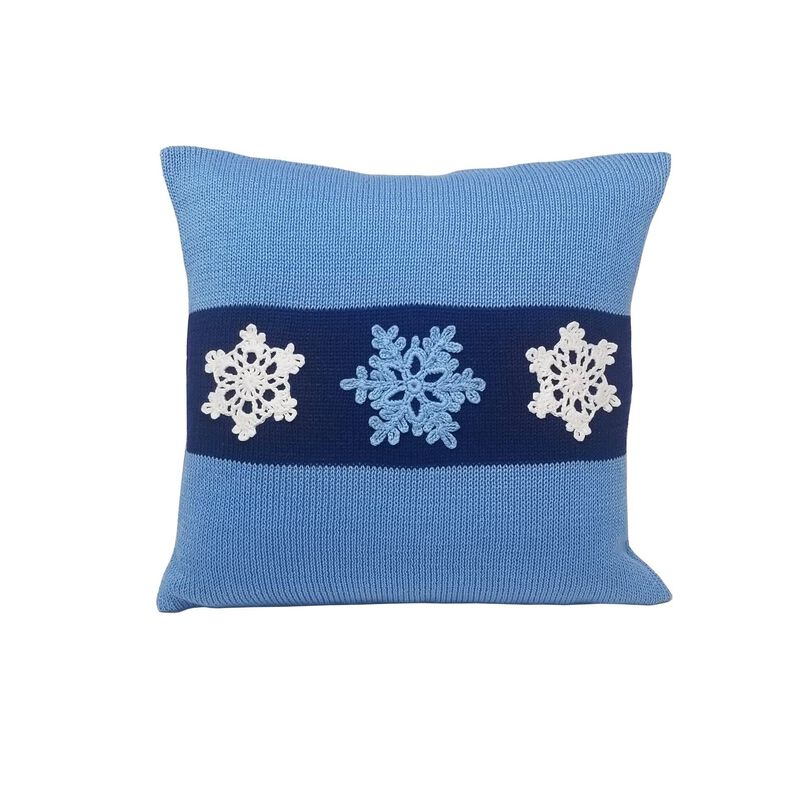 Blue Snowflake Christmas Pillow, 12", Holiday Decorations image number 0