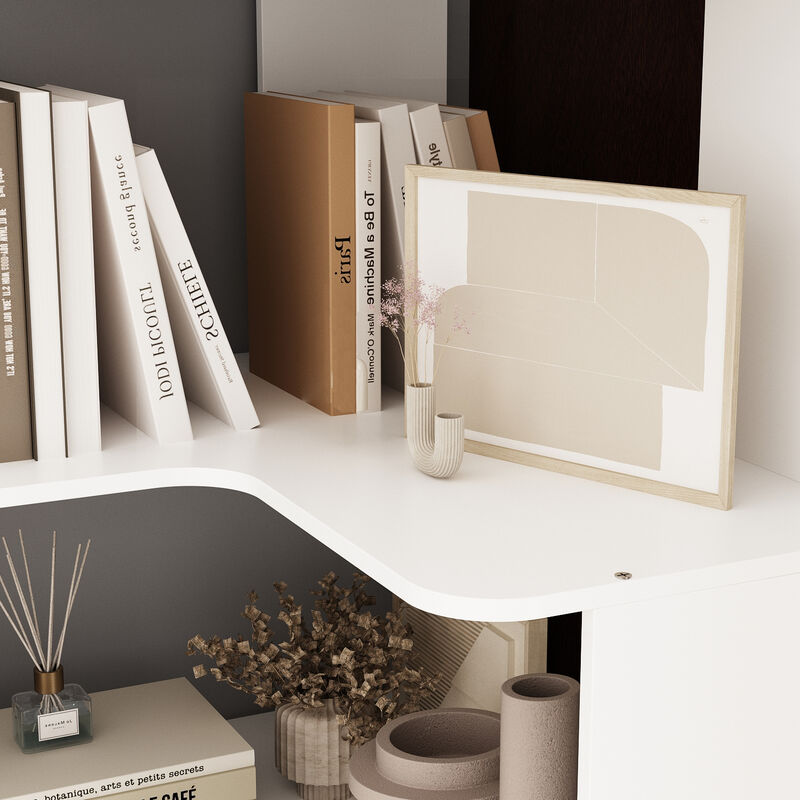 FUFU&GAGA White Mdf 6-Shelf Ladder Bookcase (35.4-in W x 81.9-in H x 23.6-in D),White image number 5